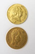 2 pièces de 40 francs en or, 1830 A ET...
