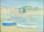 LAUGE Achille, 1861-1944	
"Barques sur le port d'Avall à Collioure"
Pastel (frottements...