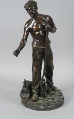 ROUSSEAU " Le mineur "
Sculpture en bronze à patine brune....