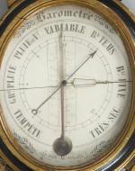 Baromètre thermomètre fin XVIIIème - début XIXème en bois noirci...
