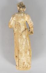 Sujet XVIIIème en bois sculpté, doré et polychrome "Saint personnage"
H....