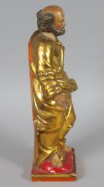 Sujet XIXème en bois sculpté, doré et polychrome "Ap&tre"
H. 37,5...