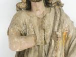 Sculpture début XVIIIème en bois sculpté, polychrome et doré "Saint...