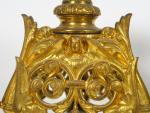 Paire de pique cierges XIXème en métal doré, à décor...