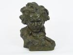 CIPRIANI. Portrait de Ludwig Van Beethoven. Sculpture en bronze à...