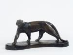 PONCIN. Sculpture en bronze à patine brune 'Panthère'. Signée
Dim. 46...