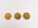 Trois pièces de 10 Francs or, 1859-A, 1863-BB, 1911