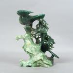 Groupe en serpentine (jade du Henan), représentant deux oiseaux sur...