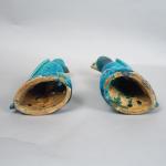 Couple de perruches en céramique émaillée turquoise.
Chine, XIXème siècle
(Accidents)
H. 21,5...