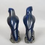 Couple de perruches en céramique émaillée bleue.
Chine, XIXème siècle.
H. 19,5...