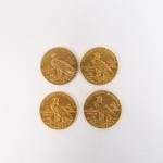 4 pièces de 5 dollars or tête d'indien, 1909, 1911,...