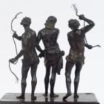 "La Flagellation du Christ"
Groupe XIXème en bronze. 
Socle en placage...