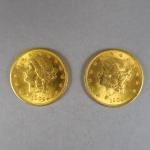 Deux pièces de 20 Dollars or, 1904.

FRAIS ACHETEURS : 5%...