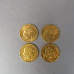 Quatre pièces de 20 Francs or, 1897-A, 1905, 1907, 1913.

FRAIS...
