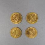Quatre pièces de 20 Francs or, 1909.

FRAIS ACHETEURS : 5%...