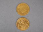 Deux demi-souverain or, 1900 et 1907.