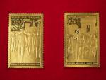 Suite de quatre reproductions de timbres en or 900/1000e ...