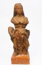 "Jeune femme en pied".
Grande sculpture XVIIème en terre cuite. 
H....