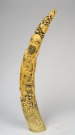Grande sculpture en ivoire, représentant Zhoulao