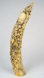 Grande statue en ivoire, représentant Zhoulao
