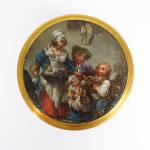 Boite peinte fin XVIIIème à décor en plein, d'enfants et...
