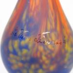 LE VERRE FRANCAIS.
Grand vase soliflore en verre poudré orange, bleu...