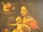 Ecole vénitienne XVIIe. "Vierge à l'enfant avec le petit saint...