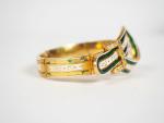 Bracelet Napoléon III en or jaune, émail blanc et vert...