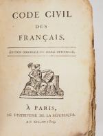 Code Civil des francais. Edition originale de 1804.
Dim. 10,5 x...