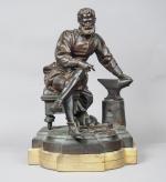 P. DUBOIS. 'Forgeron'. Sculpture en bronze à patine médaille.
Fonte S....