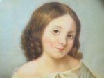 Ecole francaise XIXème "Portrait de fillette au lévrier".
Huile sur toile...