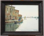 G.MORO. "La lagune à Venise".
Huile sur toile, signée en bas...