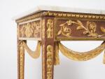 Console Louis XVI en bois mouluré et sculpté, à décor...