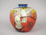 CLIO. Vase boule de style Art déco en verre peint...