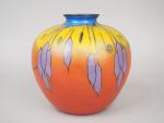 CLIO. Vase boule de style Art déco en verre peint...
