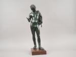 Ecole francaise XIXème. "Apollon"
Sculpture en bronze à patine verte. Socle...