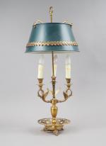 Lampe bouillotte de style Empire en bronze et t&le éclairant...