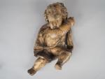 Sujet XVIIIème en bois sculpté "Angelot"
(petits manques et accidents)