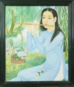 NGUYEN HOANH
"Joueuse de flûte"
Huile sur toile.
Signée en bas à gauche.
64,5...