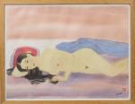 NGUYEN HOANH
"Jeune femme nue allongée"
Encre sur soie.
Signée en bas à...