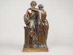 Eugène AIZELIN. "Bergers d'Arcadie".
Sculpture en bronze à patine brune, fonte...