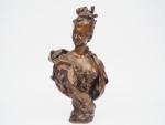 Henry Emile ALLOUARD. "Buste de jeune femme".
Sculpture en bronze à...