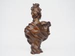 Henry Emile ALLOUARD. "Buste de jeune femme".
Sculpture en bronze à...