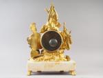 Pendule de cheminée Louis XVI en bronze doré, à décor...