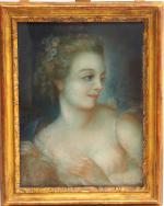 Ecole francaise fin XVIIIème début XIXème . "Portrait de jeune...