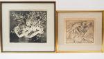 Arthur BOYD "Composition abstraite", "Figure with Brasso Tin".
Deux différentes lithographies,...