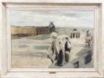 Paul BRUSSET. "Les Tuileries".
Grande huile sur toile, signée en bas...
