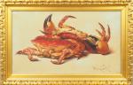 Victor LAINE. "Nature morte aux crabes".
Huile sur toile, signée en...