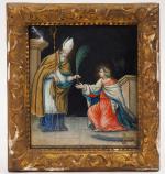 Plaque en émail peint polychrome représentant saint Eutrope de Saintes...