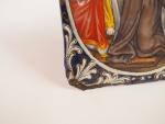Plaque en émail peint polychrome représentant l'Extase de sainte Thérèse...
